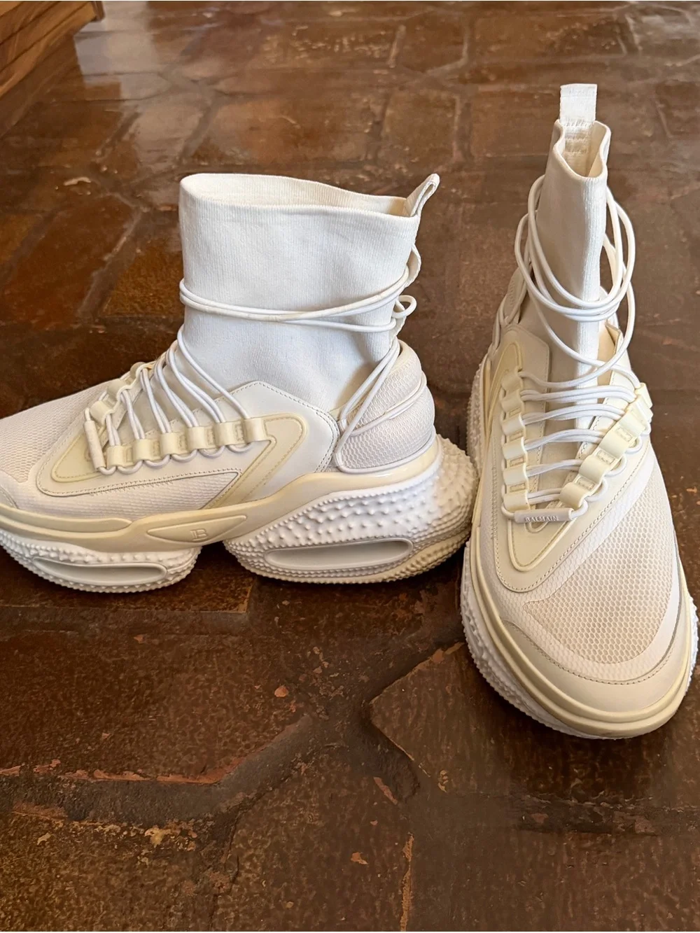 Men’s Balmain Mesh and Knit B-Bold High-Top Runner Sneakers